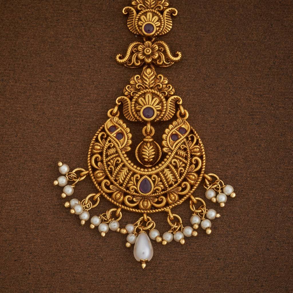 Kushal'S Fashion Jewellery Ruby Gold-Plated Ethnic Antique Maang Tikka-185652 : 442880