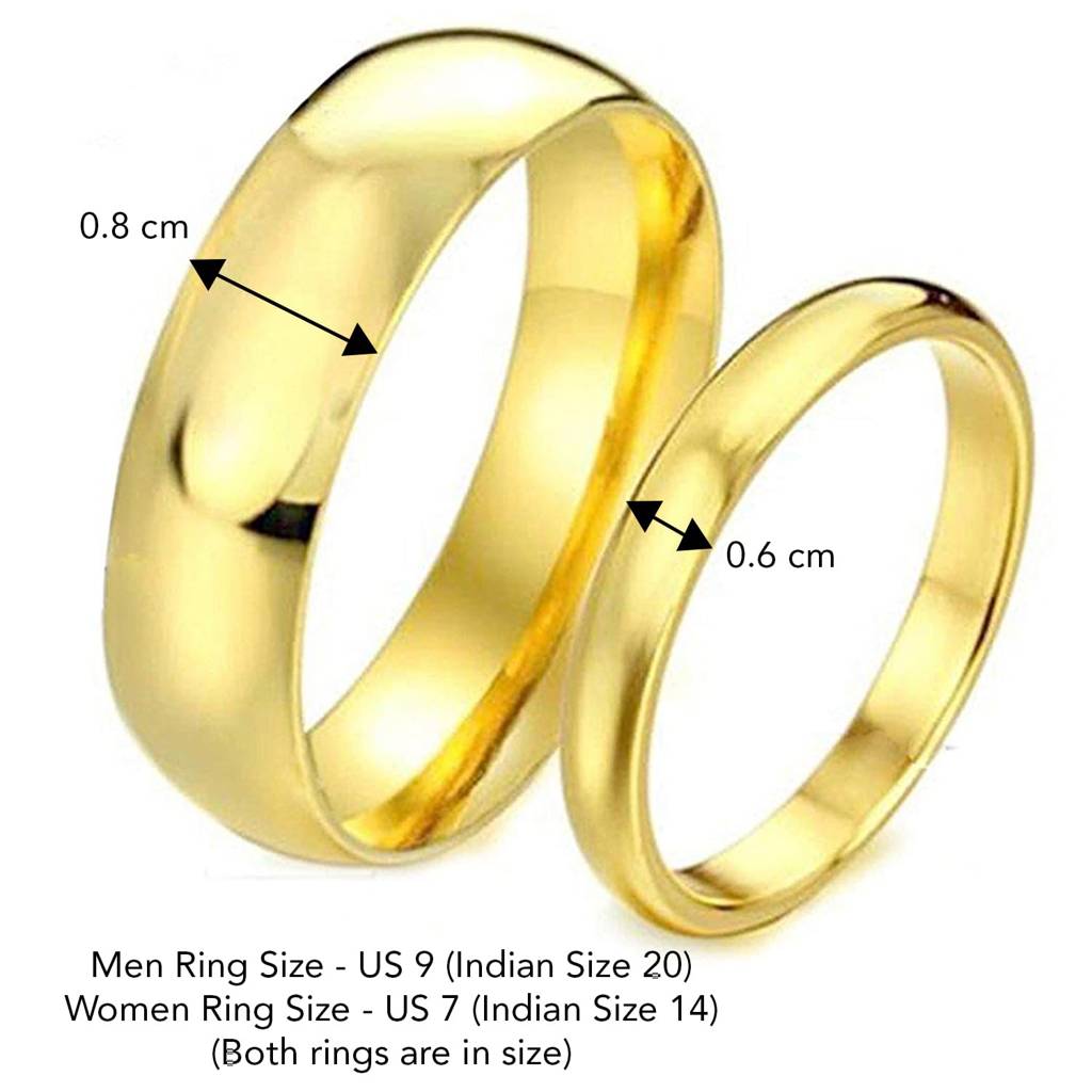 Gold Plated Wedding Engagement Promise Band Couple Ring Jewellery Gift Sets For Men & Women(Gold) : PFCCR37