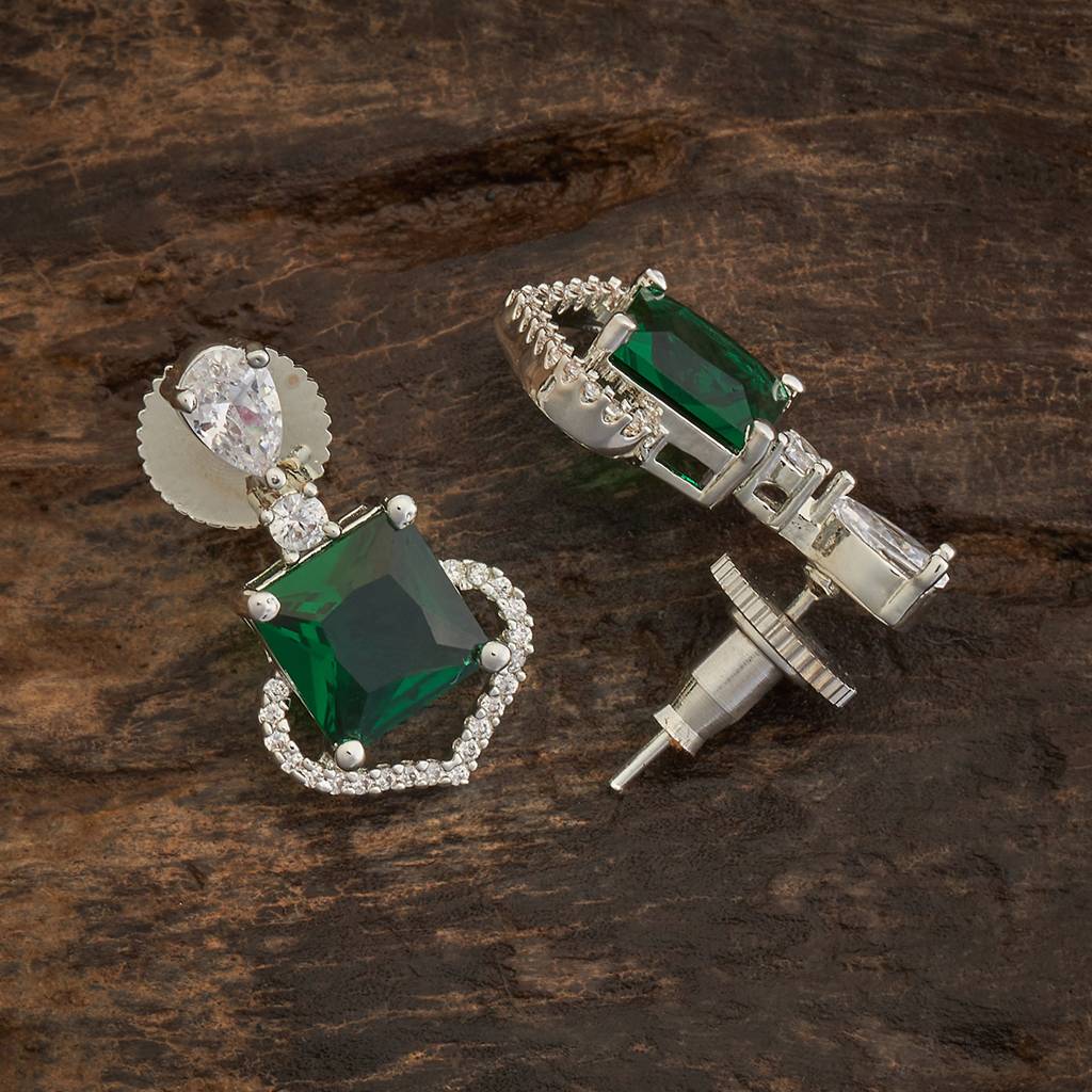 Kushal'S Fashion Jewellery Rhodium Plated Party Wear Zircon Earring-173420 : 416410
