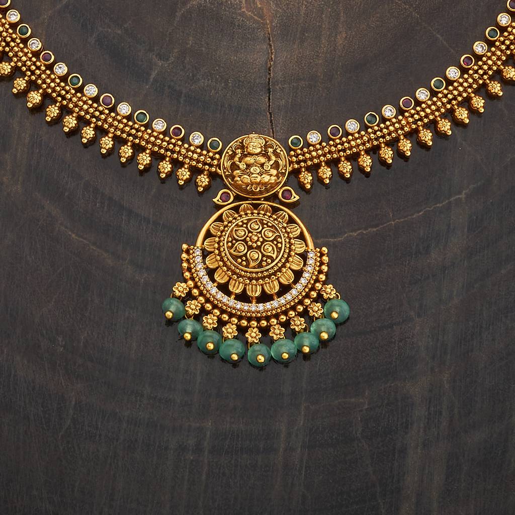 Kushal'S Fashion Jewellery Ruby-Green Gold-Plated Ethnic Antique Jewellery Set -431441 : 431441