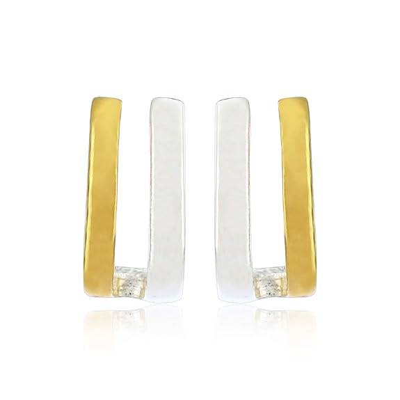Estele Gold & Rhodium Plated Stud Earrings For Women : 370701ER