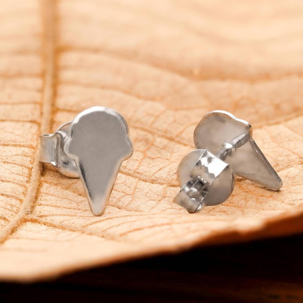 925 Silver Ice Cream Cone Stud Earrings | Cute Fun Jewelry Gift : SE_000865