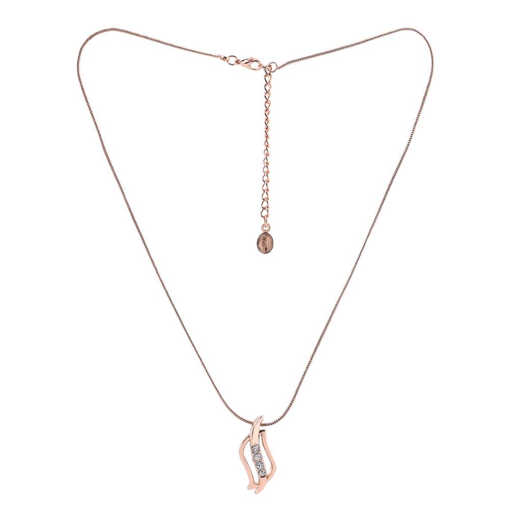 Estele - Rosegold Plated Twirling American Diamond Pendant Set For Women : 8209-RGNKER