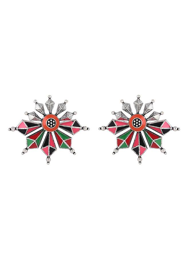Folklore Coloured Enamel Edgy Earrings : 8905124477283