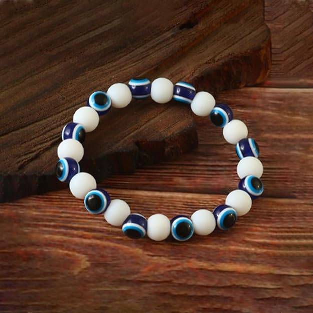 Gehena By Estele Bohemian Evil Eye Beaded Bracelet For Men & Women: Protective & Trendy Lucky Evil Eye Char : OSAK006-IRBLWEBR