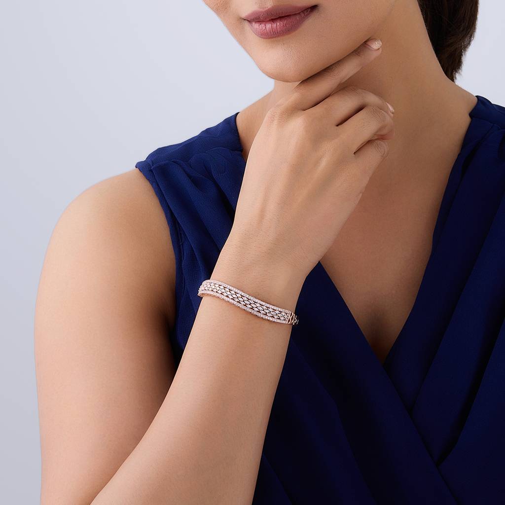 White Rose Gold-Plated Party  Zircon Kada-393490 : 393490