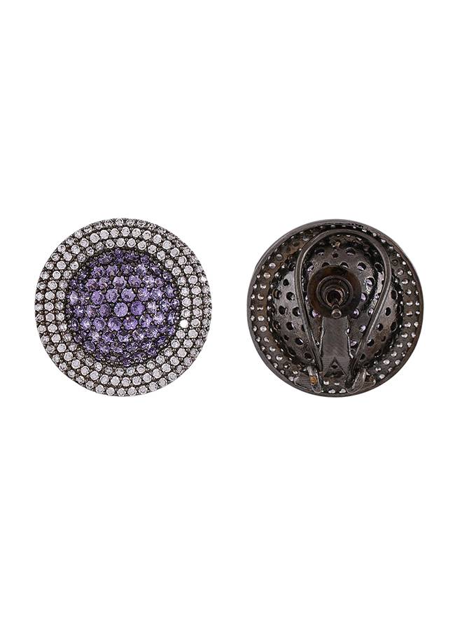 Sparkling Elegance Purple And White Round Cut Cz Earrings : 8905124522815