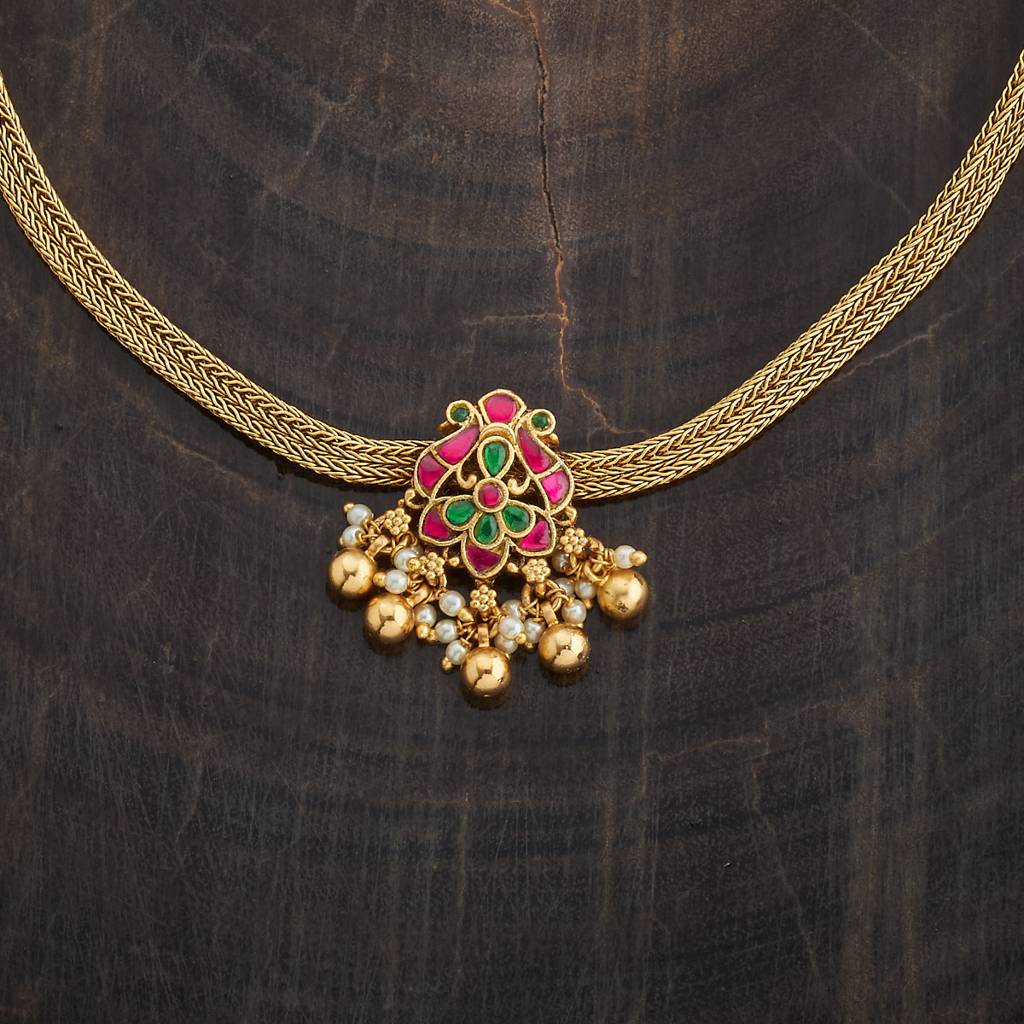 Kushal'S Fashion Jewellery Ruby-Green Gold-Plated Ethnic Antique Jewellery Set -181028 : 432961