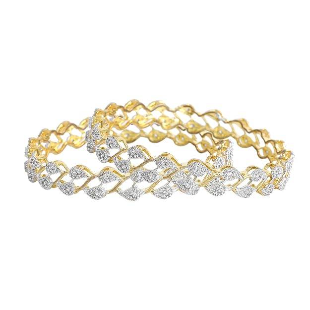 Dual Tone Elegant Bangles With Stone Detailing For Party & Festive Wear : OSAK005-2TNWE24BANGLE