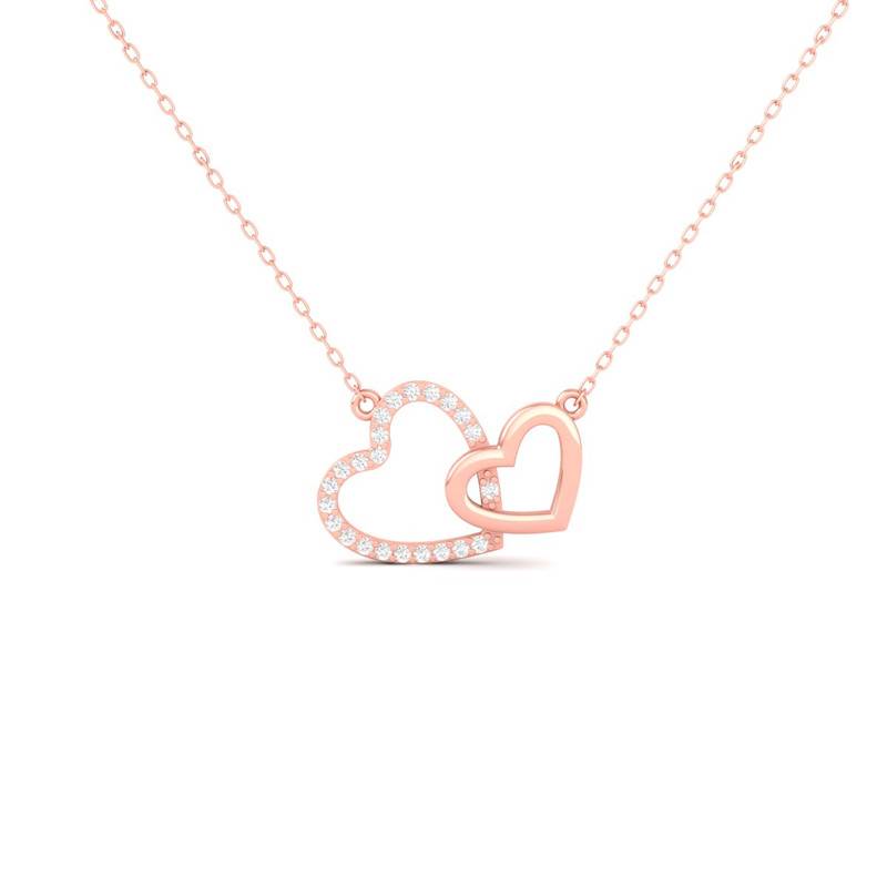 Interlocking Hearts Moissanite Necklace : TGDP-292-Y
