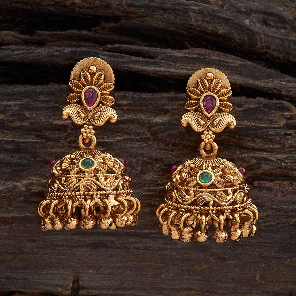 Kushal'S Fashion Jewellery Gold-Plated Ethnic Antique Jhumkas-169535 : 415107