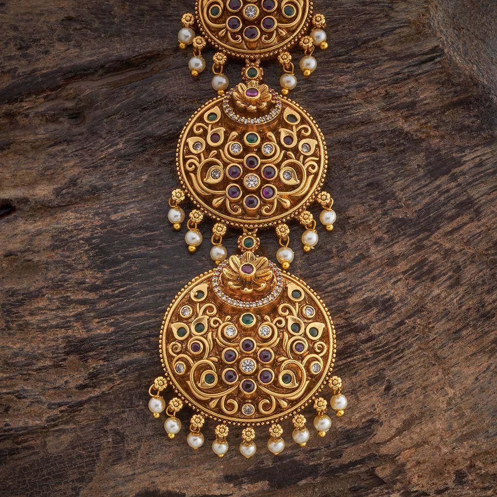 Kushal'S Fashion Jewellery Ruby-Green Gold-Plated Ethnic Antique Maang Tikka-180565 : 431522
