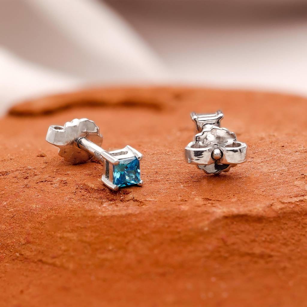 925 Silver Princess Cut Cz Stud Earrings Â Sparkling Minimalist Gift For Her : SE_000631