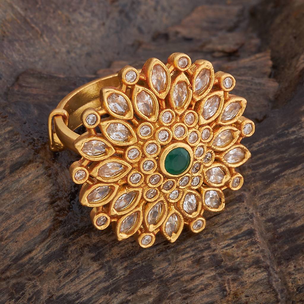 Kushal'S Fashion Jewellery Gold-Plated Cubic Zirconia Studded Finger Ring : 429924