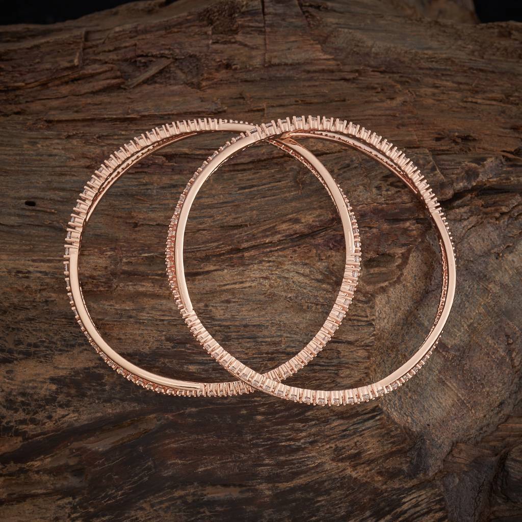 Kushal'S Fashion Jewellery White Rose Gold-Plated Party Zircon Bangles-182256 : 435347