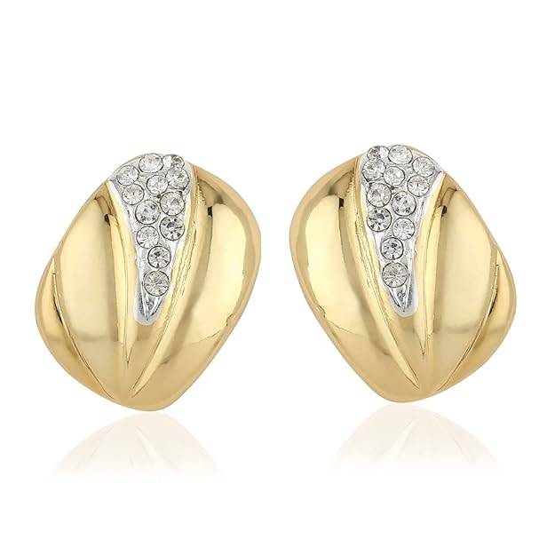 Estele Gold & Rhodium Plated Stud Earrings With Austrian Crystals For Women : 672705ER