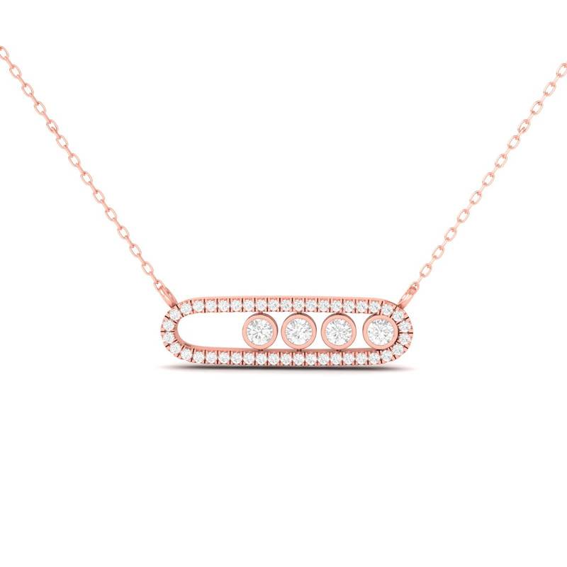 Moving Moissanite Bar Necklace : TGDP-299-Y