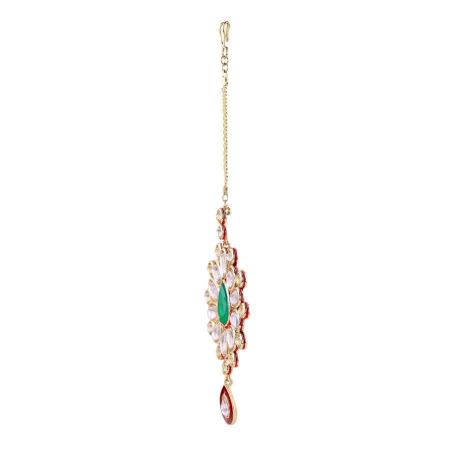 Estele Gold Plated Traditional Flower Designer Kundan Maang Tikka For Women : 024-IGTIKKA