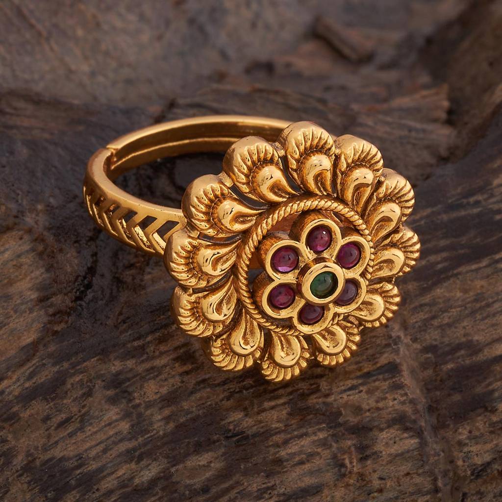 Kushal'S Fashion Jewellery Gold Plated Antique Finger Ring-178642 : 427717
