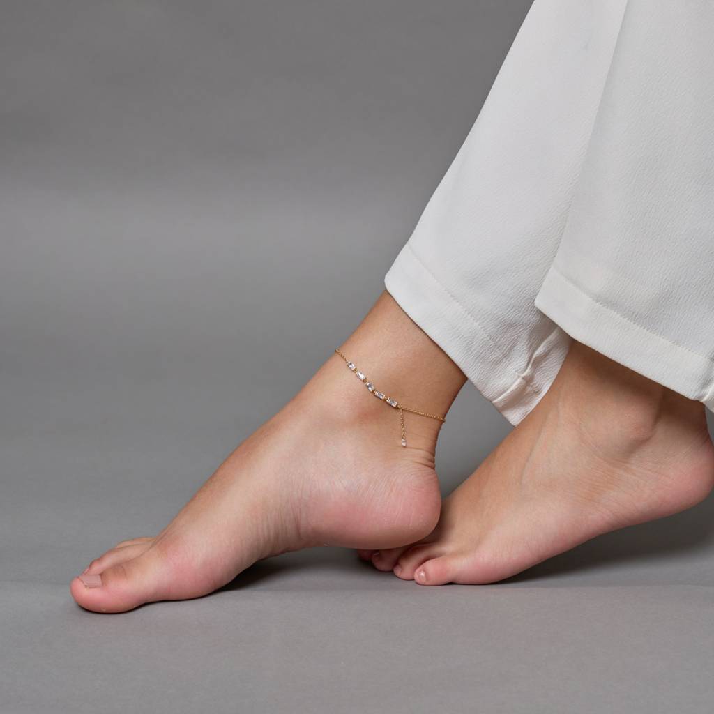 Kushal'S Fashion Jewellery White Gold-Plated Party Trendy Zircon Anklet -455206 : 455206