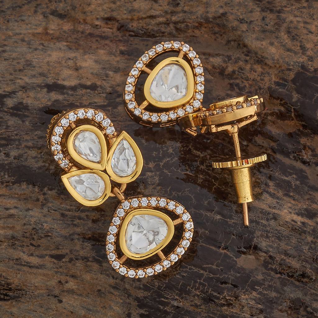 Kushal'S Fashion Jewellery White Victorian-Plated Ethnic Kundan Drop Earrings-181639 : 434098