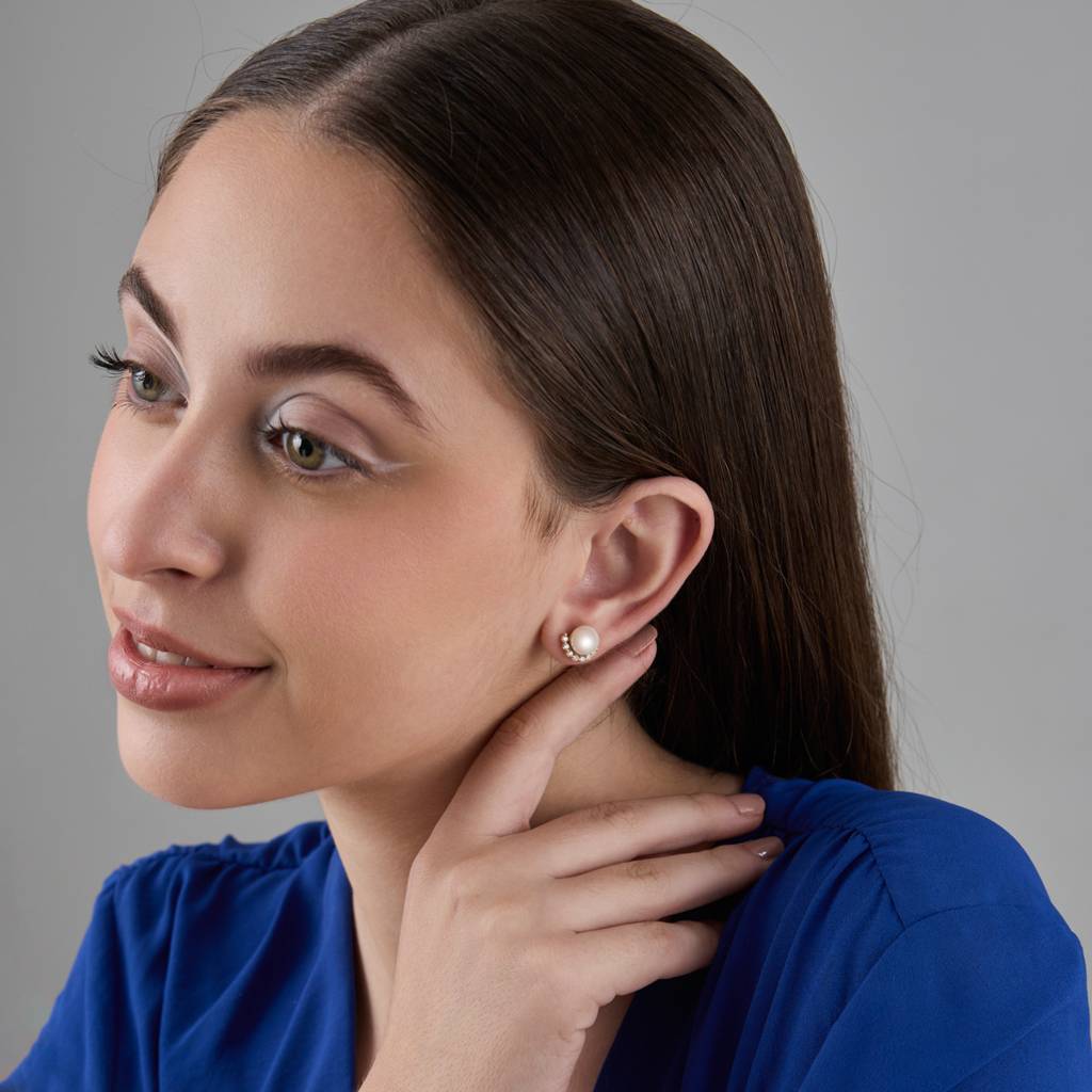 Kushal'S Fashion Jewellery Pearl Gold-Plated Party Trendy Zircon Studs-184032 : 439280