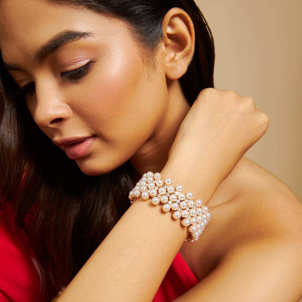 Kushal'S Fashion Jewellery Pearl Gold-Plated Party Trendy Zircon Bracelet -417931 : 417931