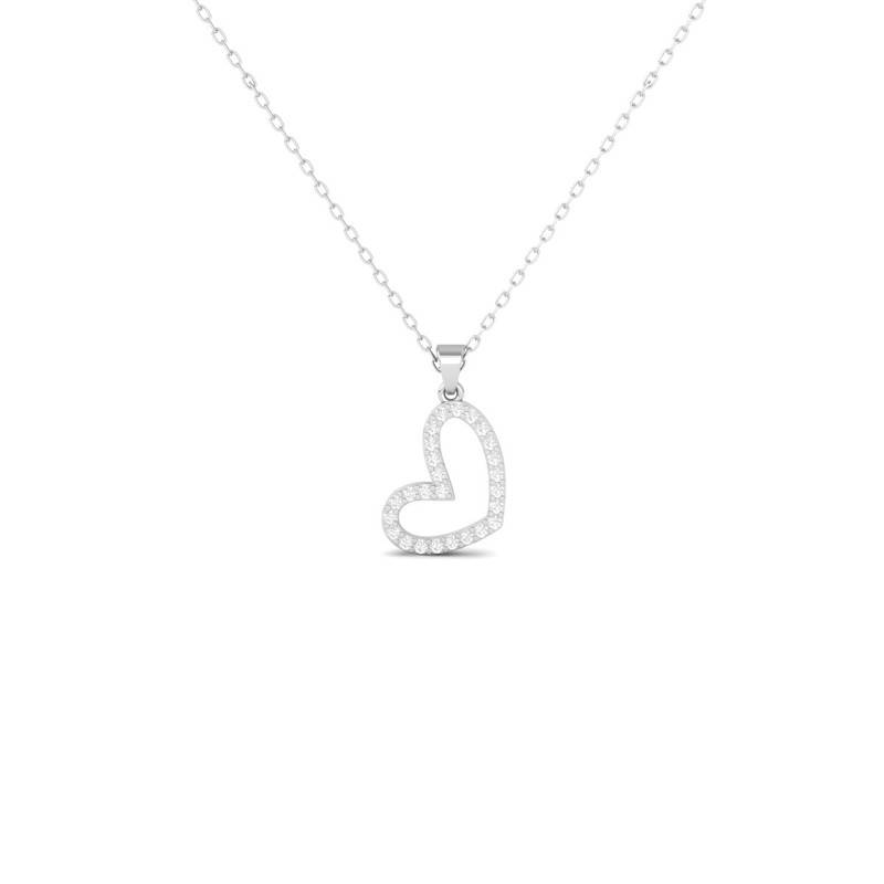 14K Gold Plated Moissanite Heart Pendant Necklace : TGDP-289-Y