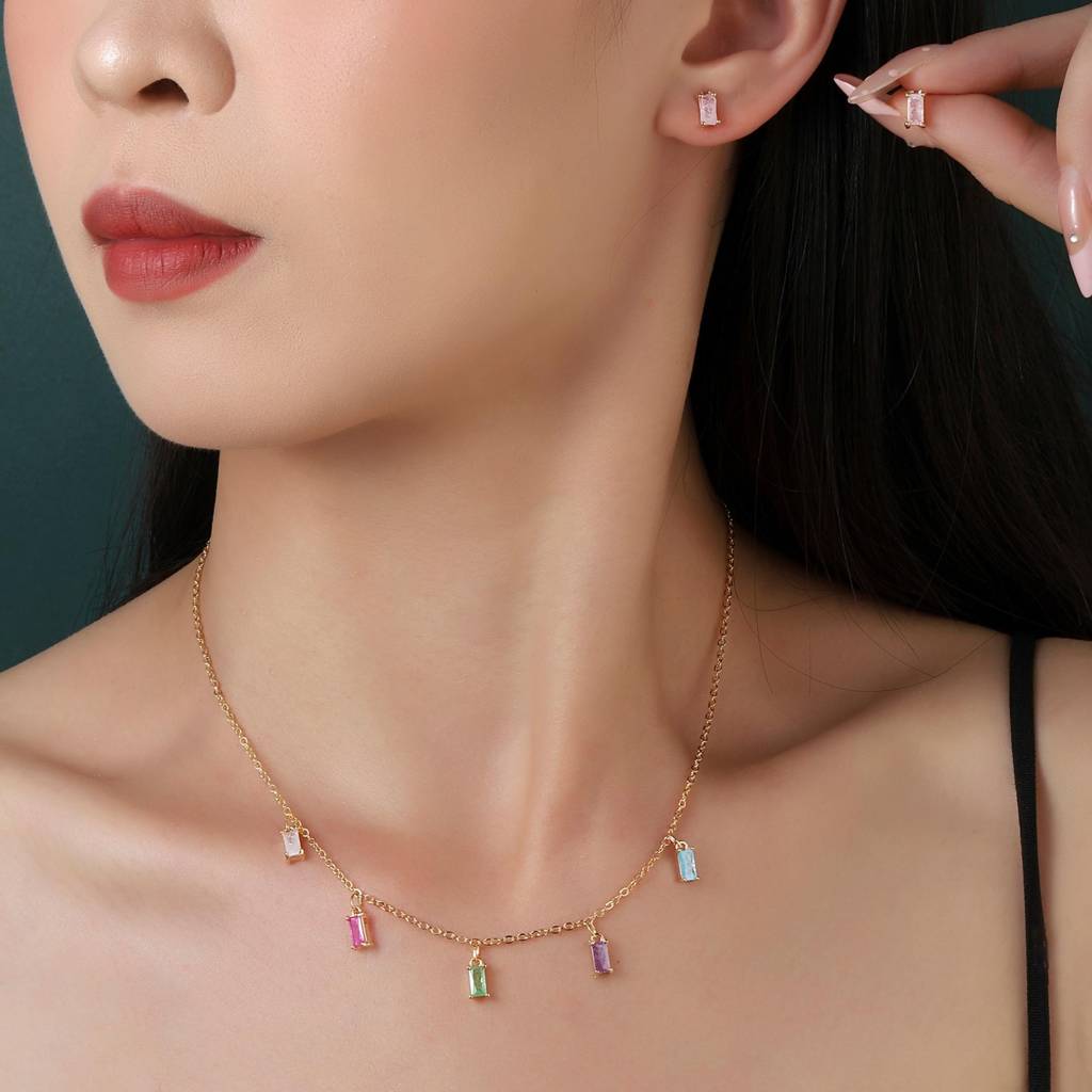 Lagoon Tassel Necklace And Earrings Set : EN24153-G-MLT