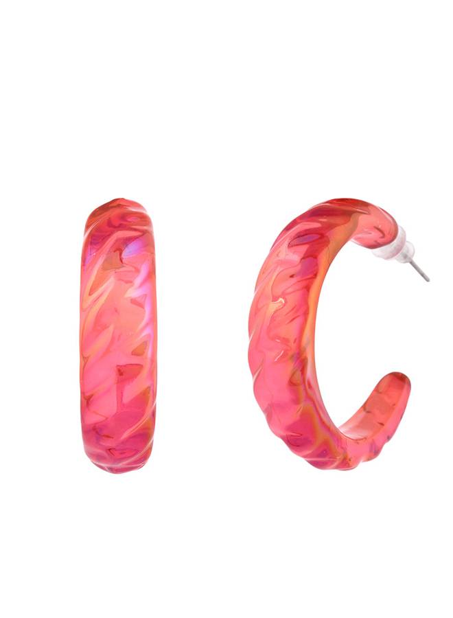 Resin Red Vibrant Hoop Earrings : 8905124526028
