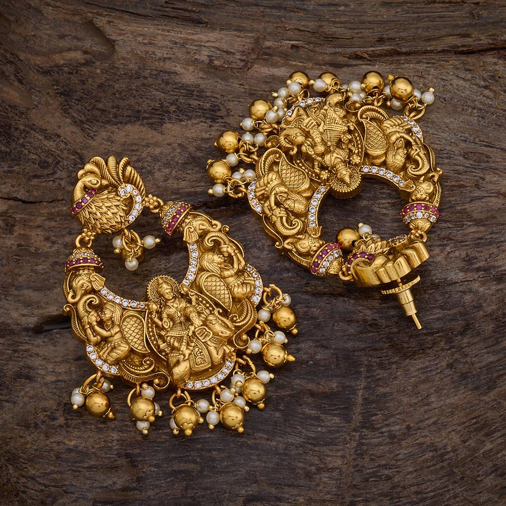 Kushal'S Fashion Jewellery Ruby Gold-Plated Ethnic Antique Chandbali Earrings-170487 : 410479