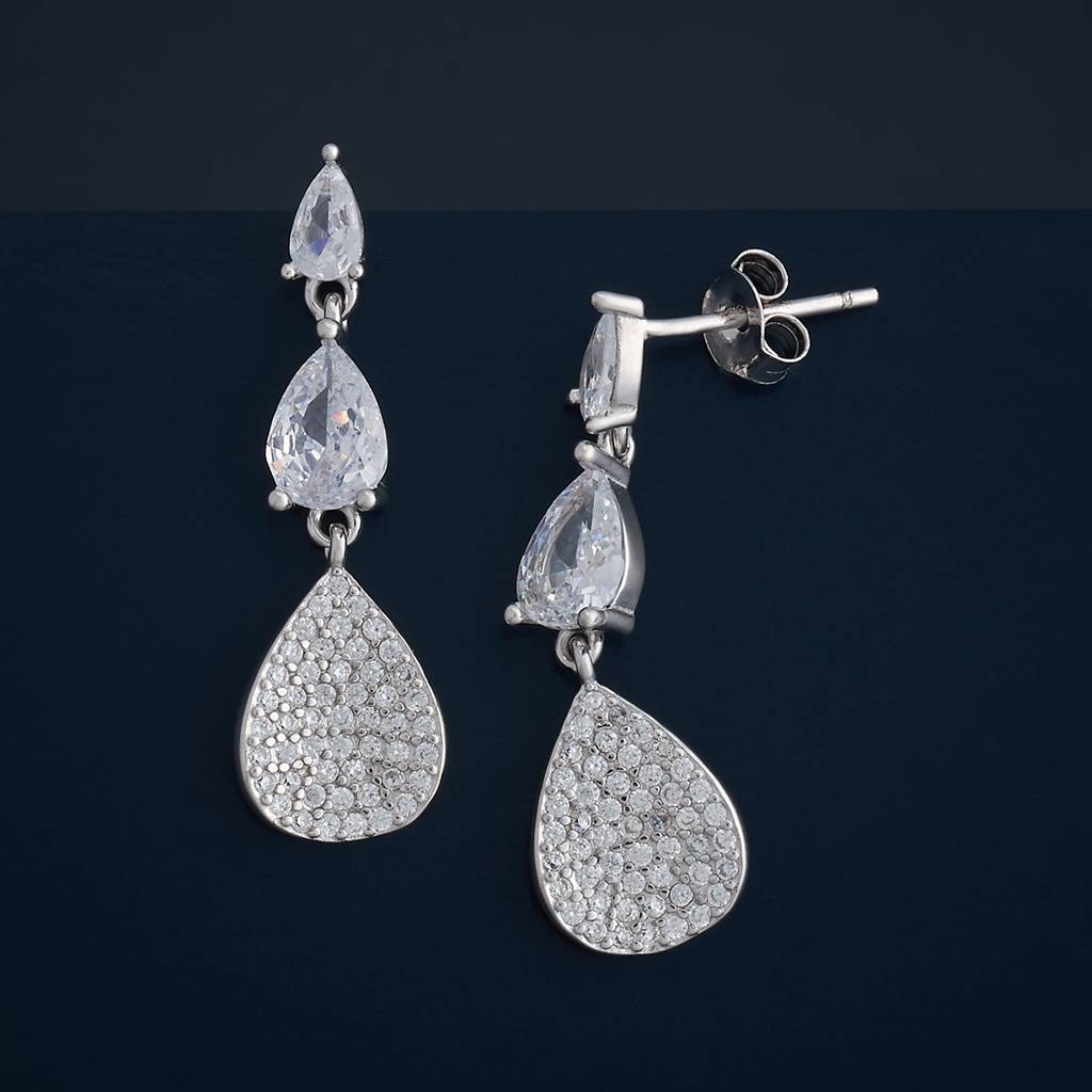 Kushal'S Fashion Jewellery Plated Zircon 92.5 Sterling Silver Drops-183121 : 437273