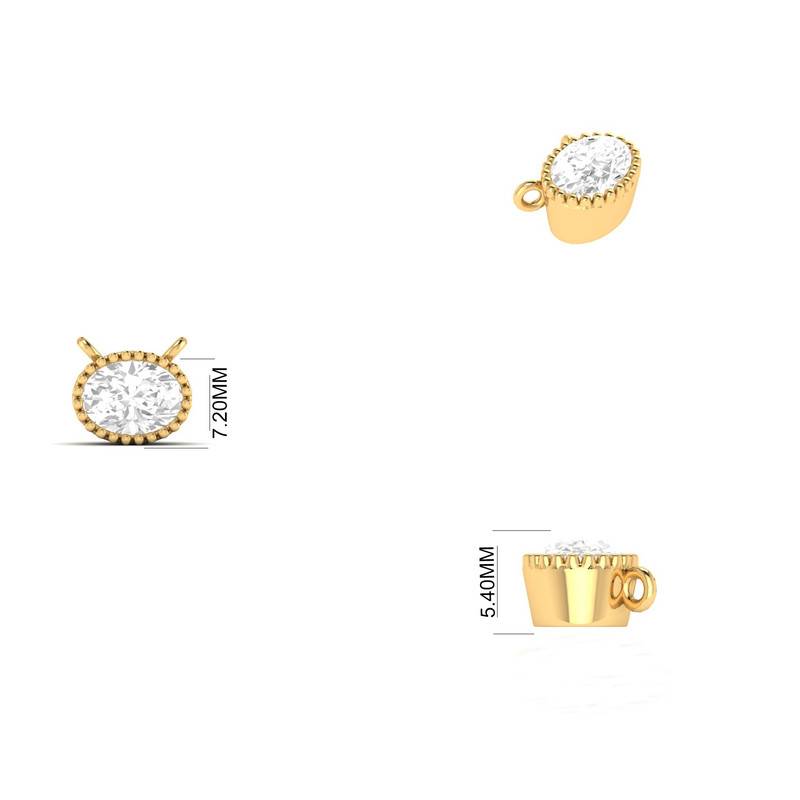 1.0Ct Oval Moissanite Bezel Solitaire Necklace In 14Kt Gold Over Sterling Silver : TGDP-04