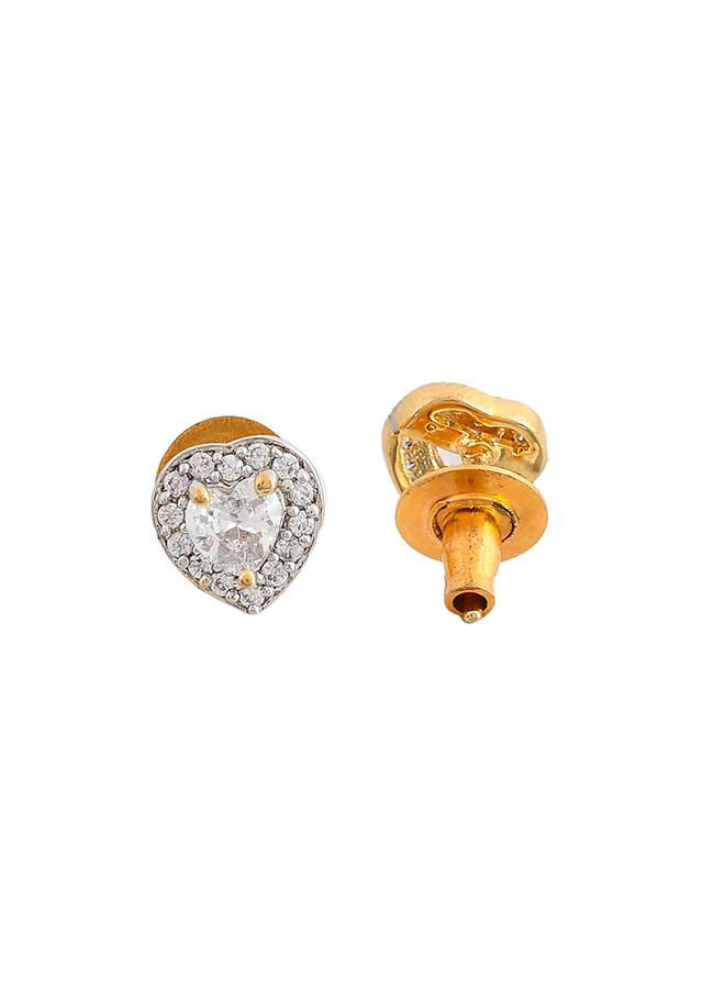 Sparkling Essential White Heart Shaped Cz Studded Gold Plated Mangalsutra Set : 8905124495102