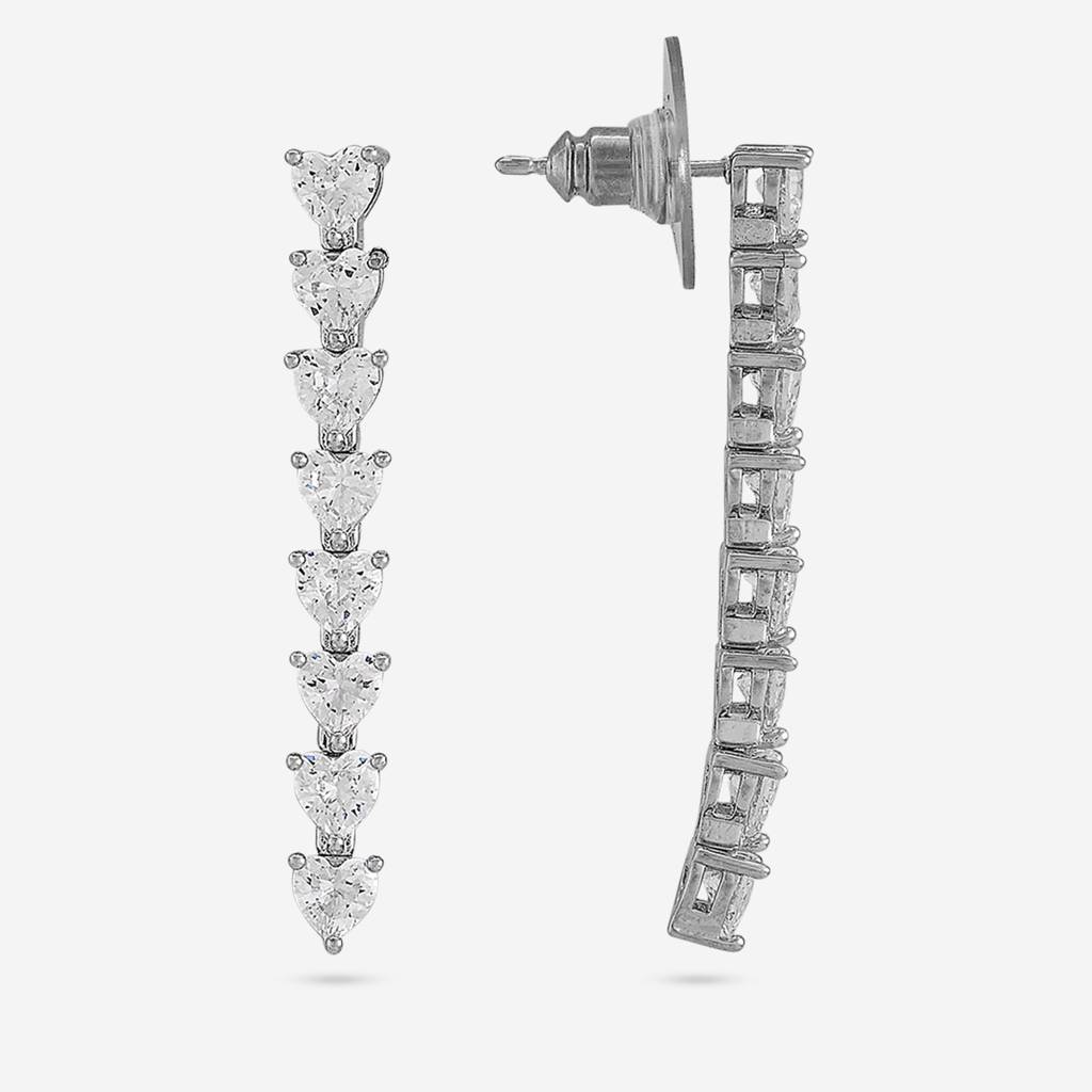 Kushal'S Fashion Jewellery White Rhodium-Plated Party Zircon Jewellery Set -442905 : 442905