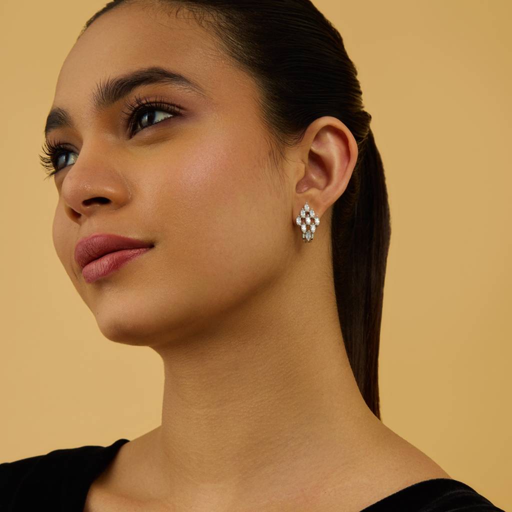 Kushal'S Fashion Jewellery White Rhodium-Plated Party Zircon Studs-427396 : 427396