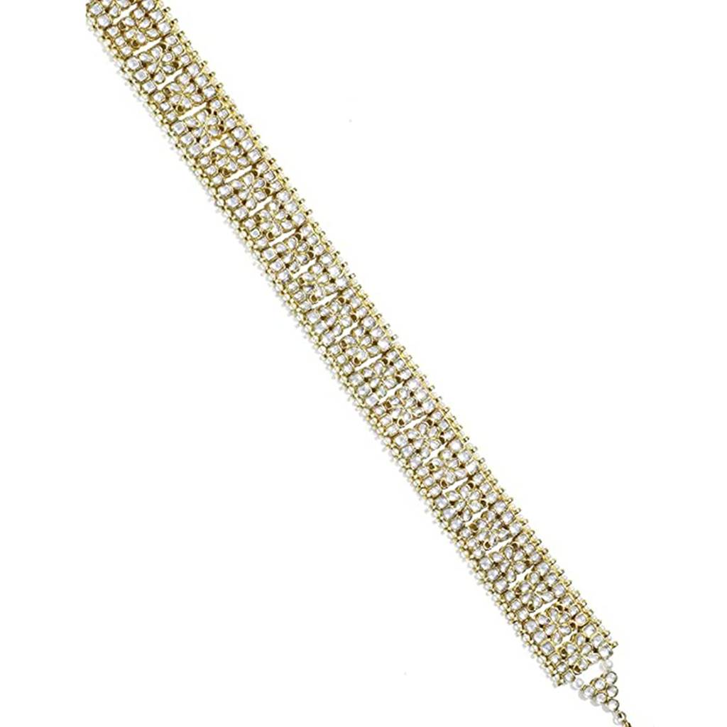 Traditional Jewellery Plated Kundan White Waist Belt Kamar Bandh Belly Chain Jewellery Ethnic Gift For Women Gi : PF37BCH7069W