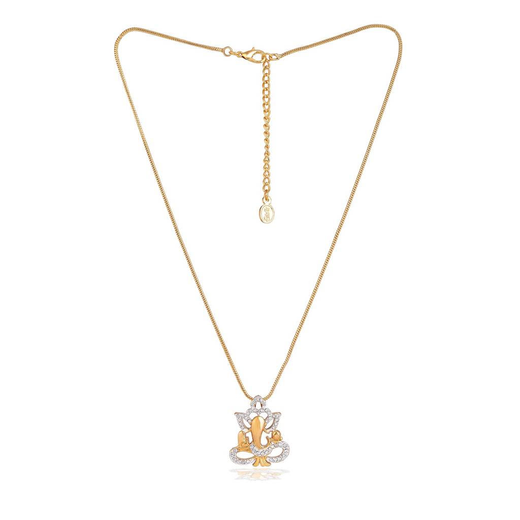 Estele Gold & Rhodium Plated Ganesh Pendant Locket Chain With Crystals For Women : 839PENDANT