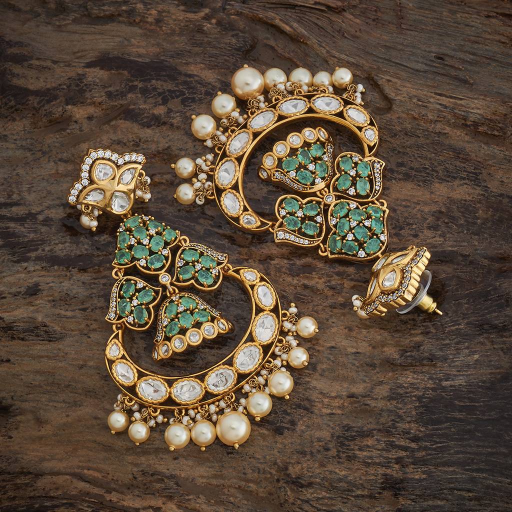 Plated Ethnic Kundan Drops-430827 : 430827