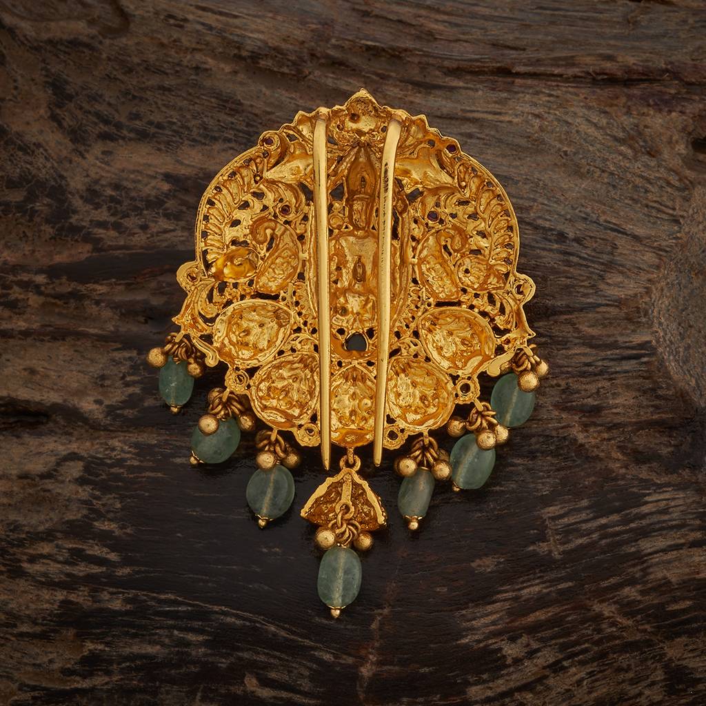 Kushal'S Fashion Jewellery Ruby Gold-Plated Ethnic Antique Hair Brooch -182515 : 435906