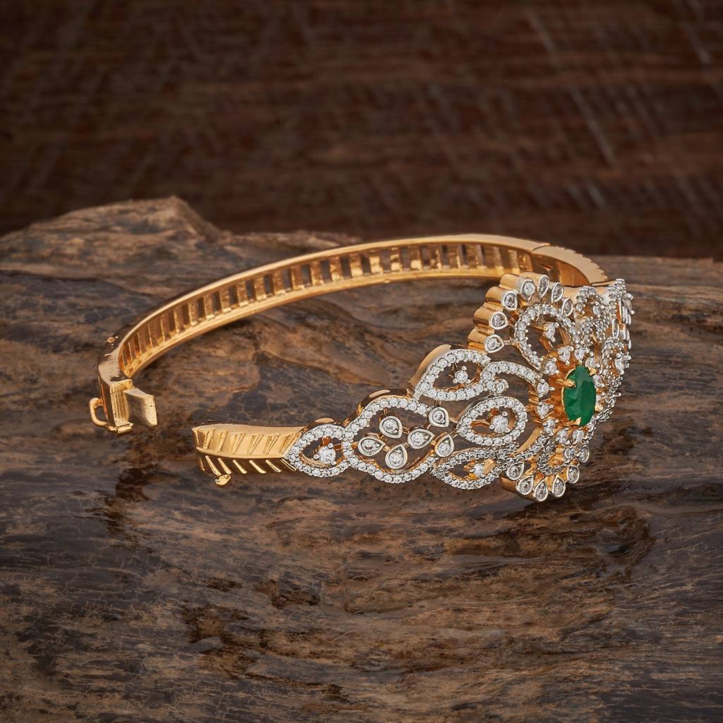 Kushal'S Fashion Jewellery Rhodium-Plated Zircon Diamond Studded Bangle-Style Bracelet-180277 : 430853