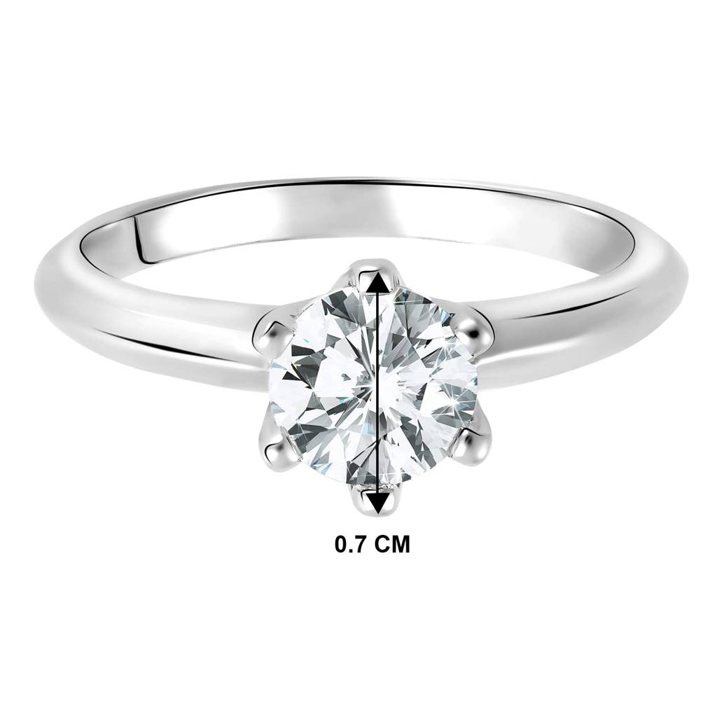 Round Solitaire Cubic Zirconia 925 Sterling Silver Rhodium Plated