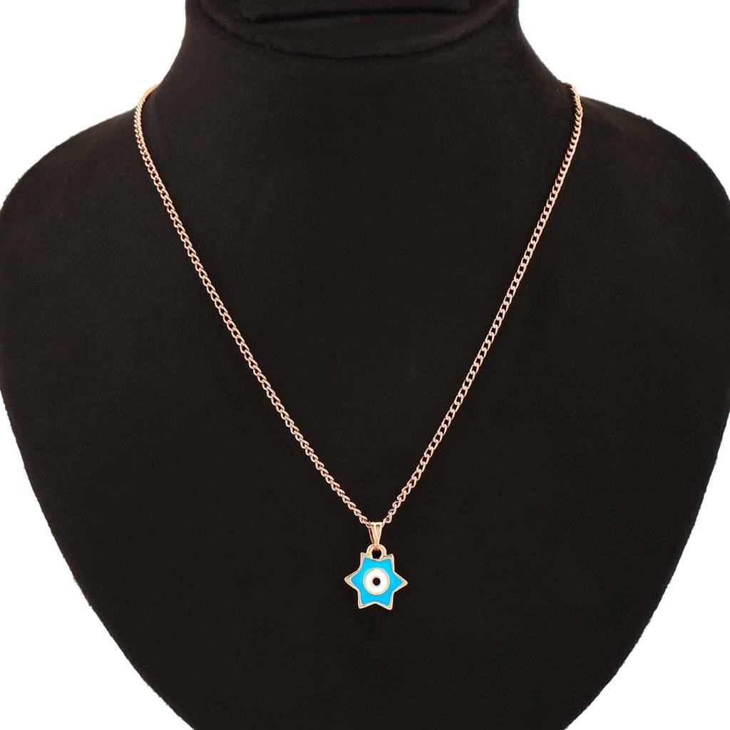 Estele Rosegold Plated Elegant Star Designer Evil Eye Charm Pendant With Chain For Women : 1015-RG-TQWEPENDANT