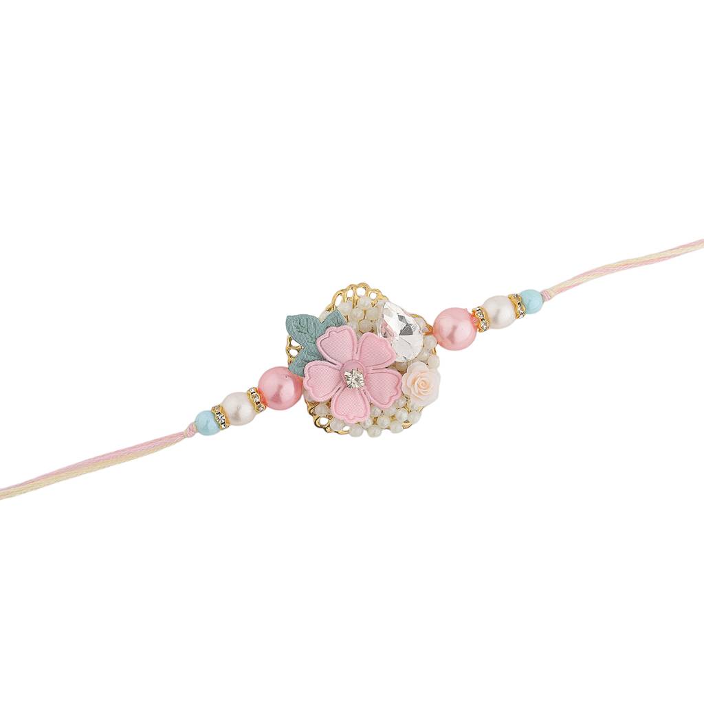 Timeless Designer Floral Bhaiya Bhabhi Rakhi Set : 8905124562095