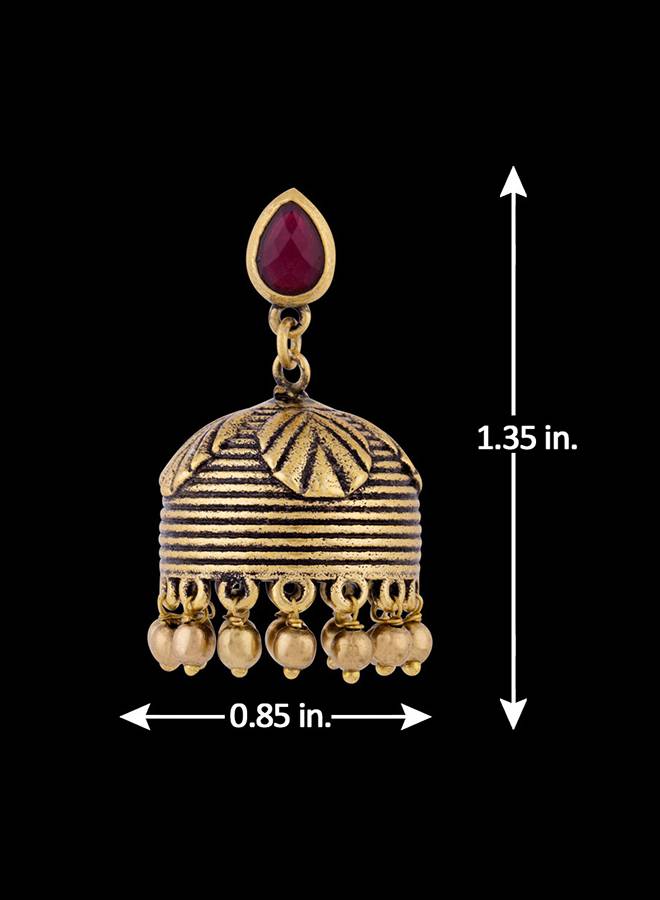 Bharatnatyam Drape Textured Jhumka Earrings : 8907617839547