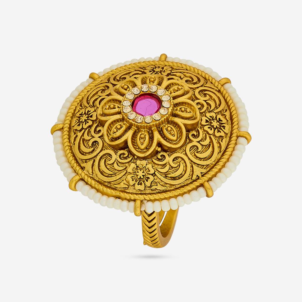 Gold-Plated Ethnic Antique Finger Ring - 455802 : 455802