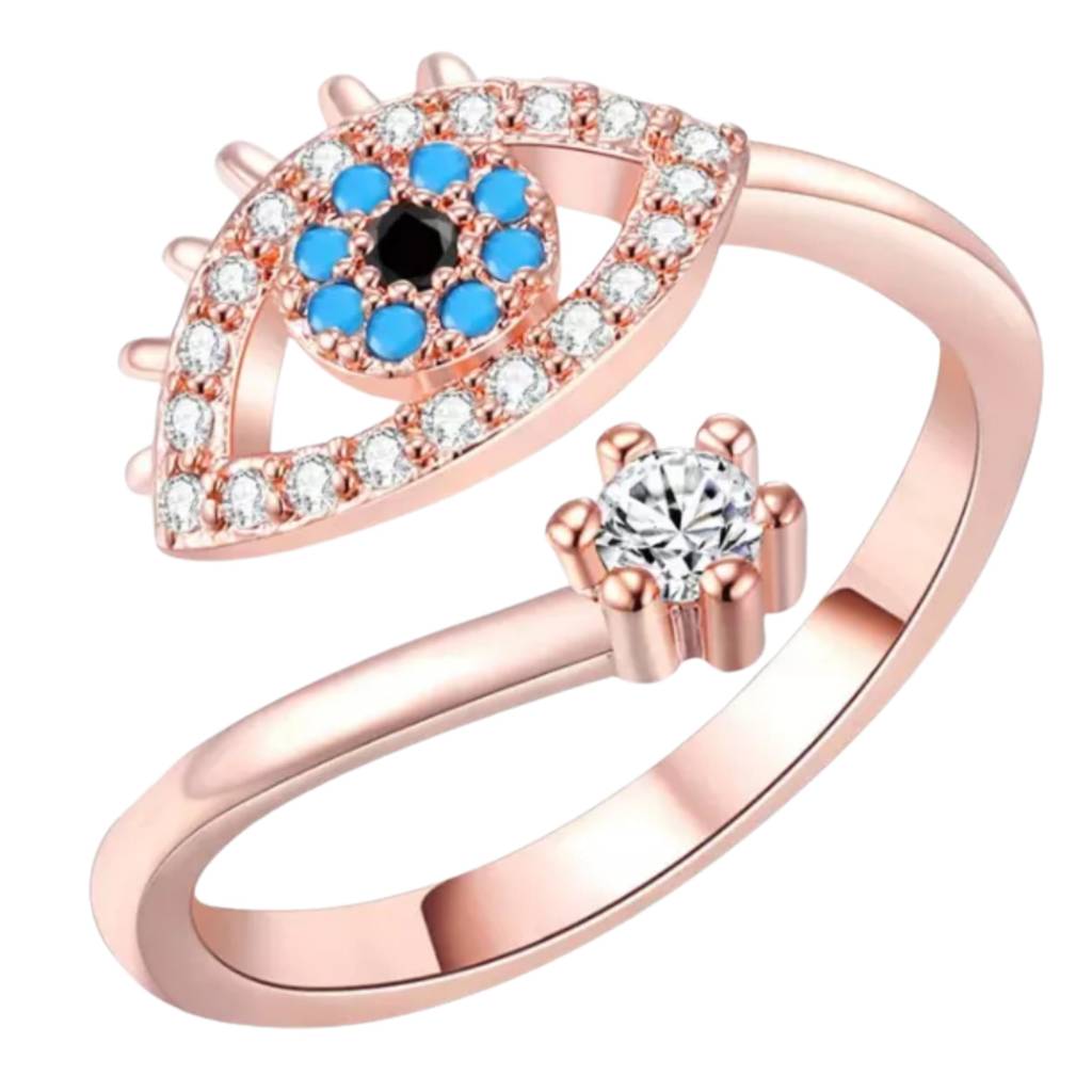 Cute Evil Eye Adjustable Ring - Rose Gold : RS10275A