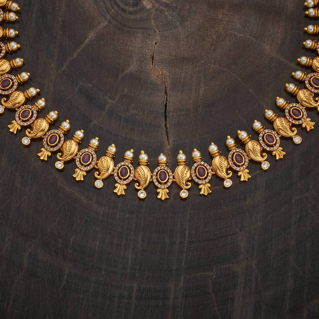 Kushal'S Fashion Jewellery Ruby Gold-Plated Ethnic Antique Jewellery Set-183457 : 438078
