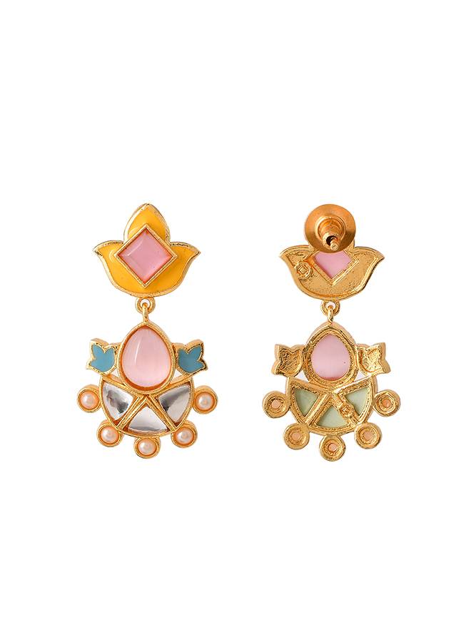Forever More Yellow Blue Lotus Drop Earings : 8905124498400