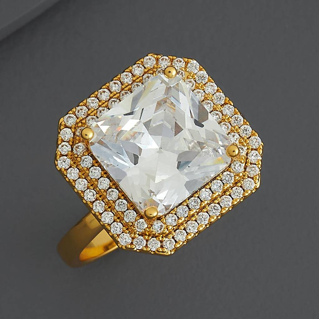 Kushal'S Fashion Jewellery White Gold-Plated Party Trendy Zircon Finger Ring-186752 : 445261